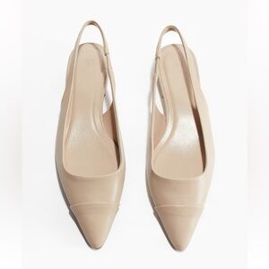 H&M Pointed Slingback Flats Light Beige Size 6 Preppy Casual Chic Spring